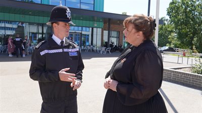 PC Christopher Wagstaff alongside PCC Caroline Henry at his passing out parade