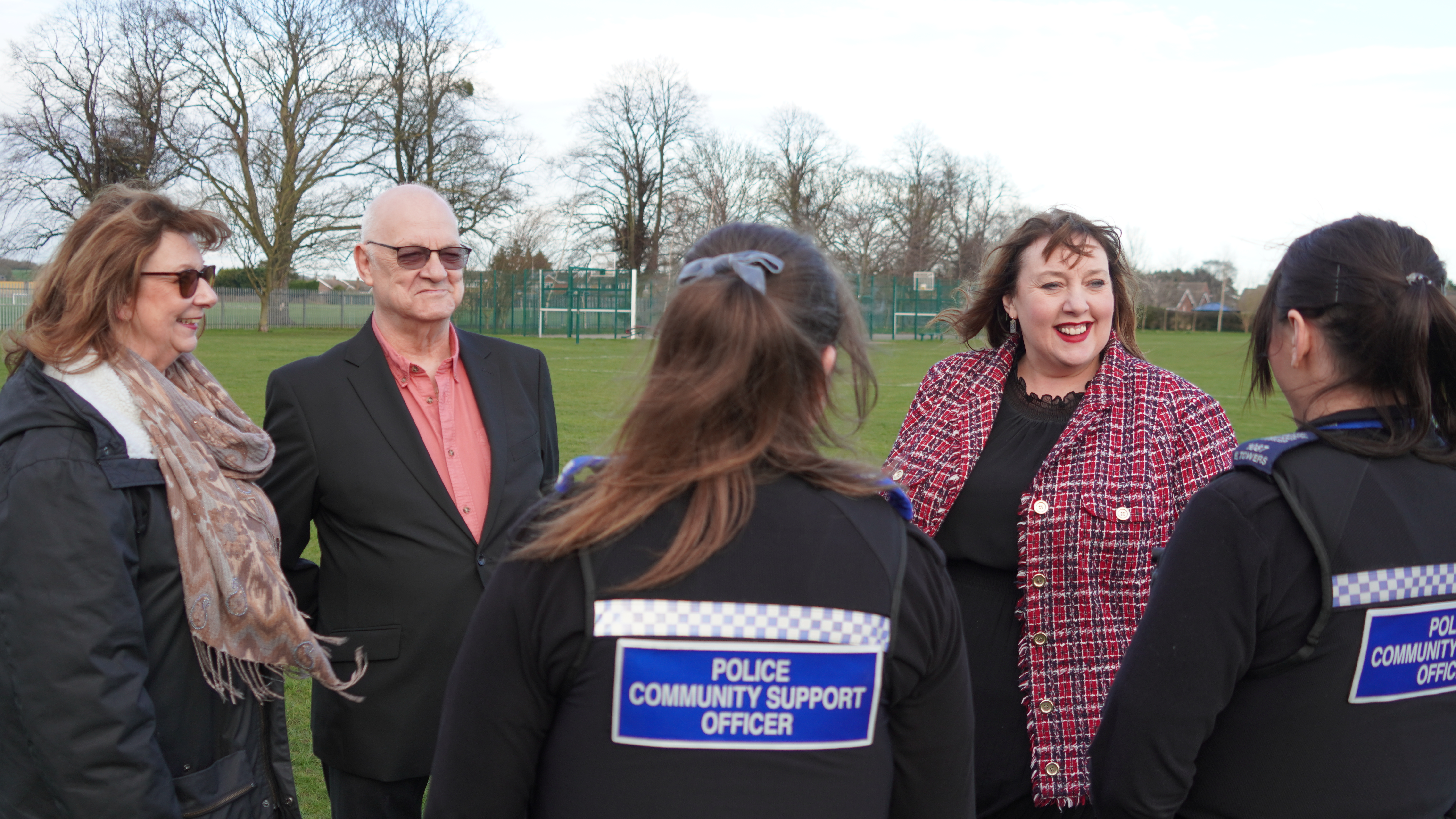 Commissioner Henry with two PCSOs in Balderton