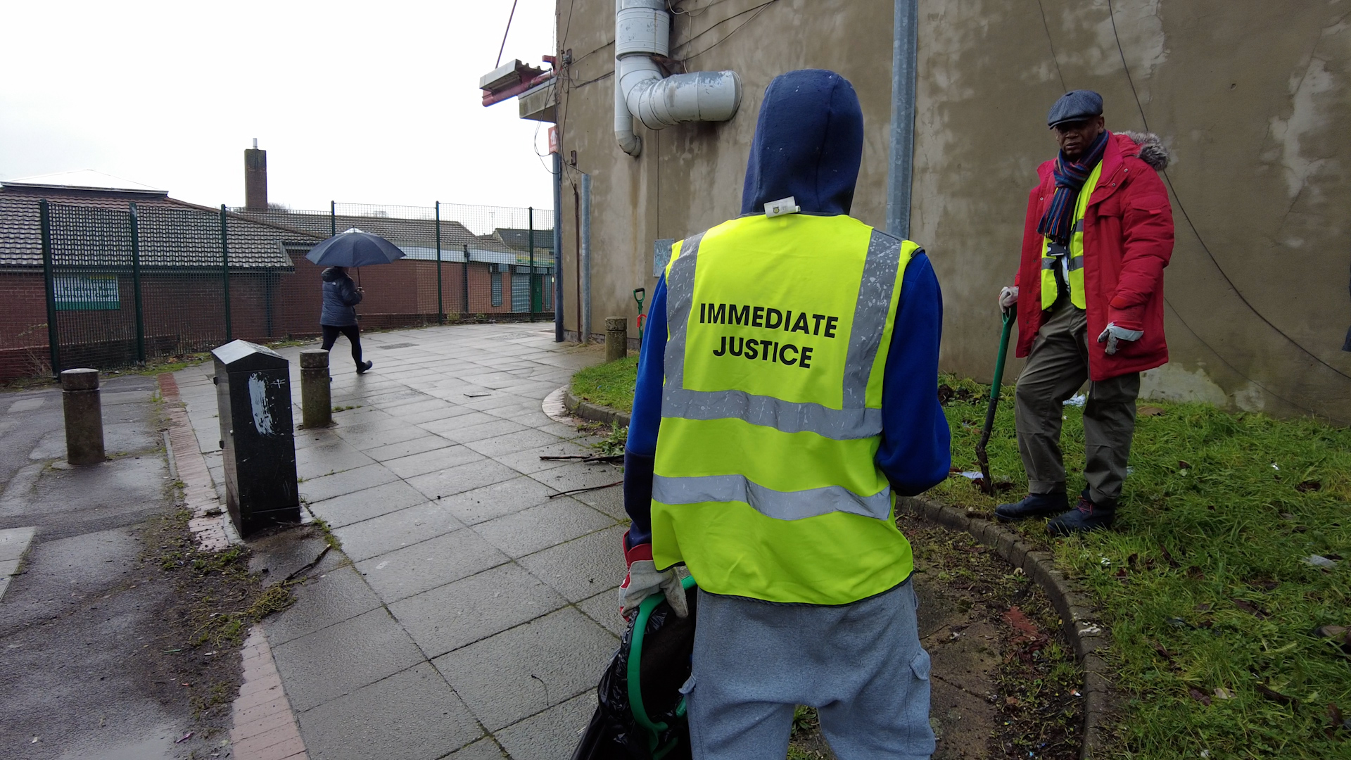 An Immediate Justice service user at the day of action in Bulwell