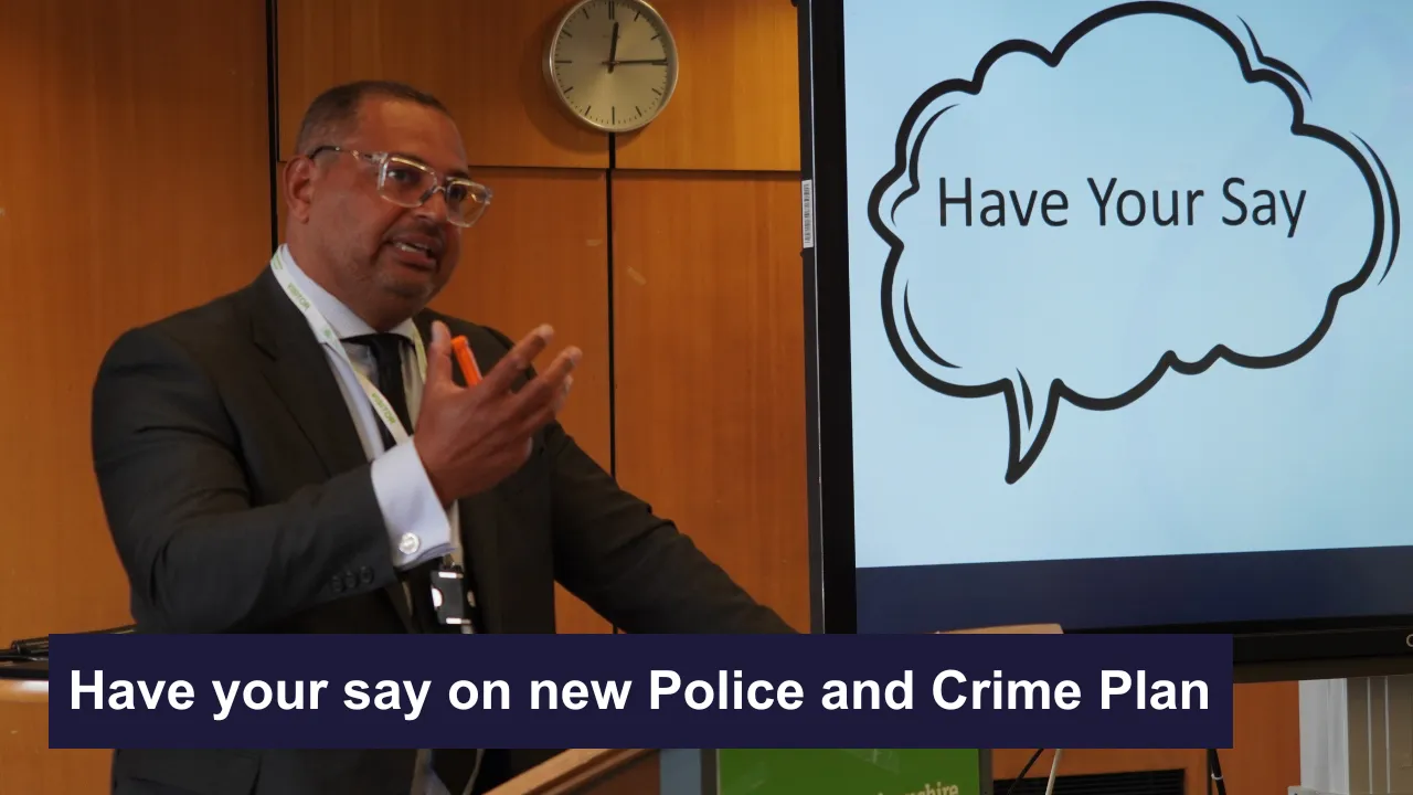 An image of Police and Crime Commissioner Gary Godden with the words 'Have your say on new Police and Crime Plan'