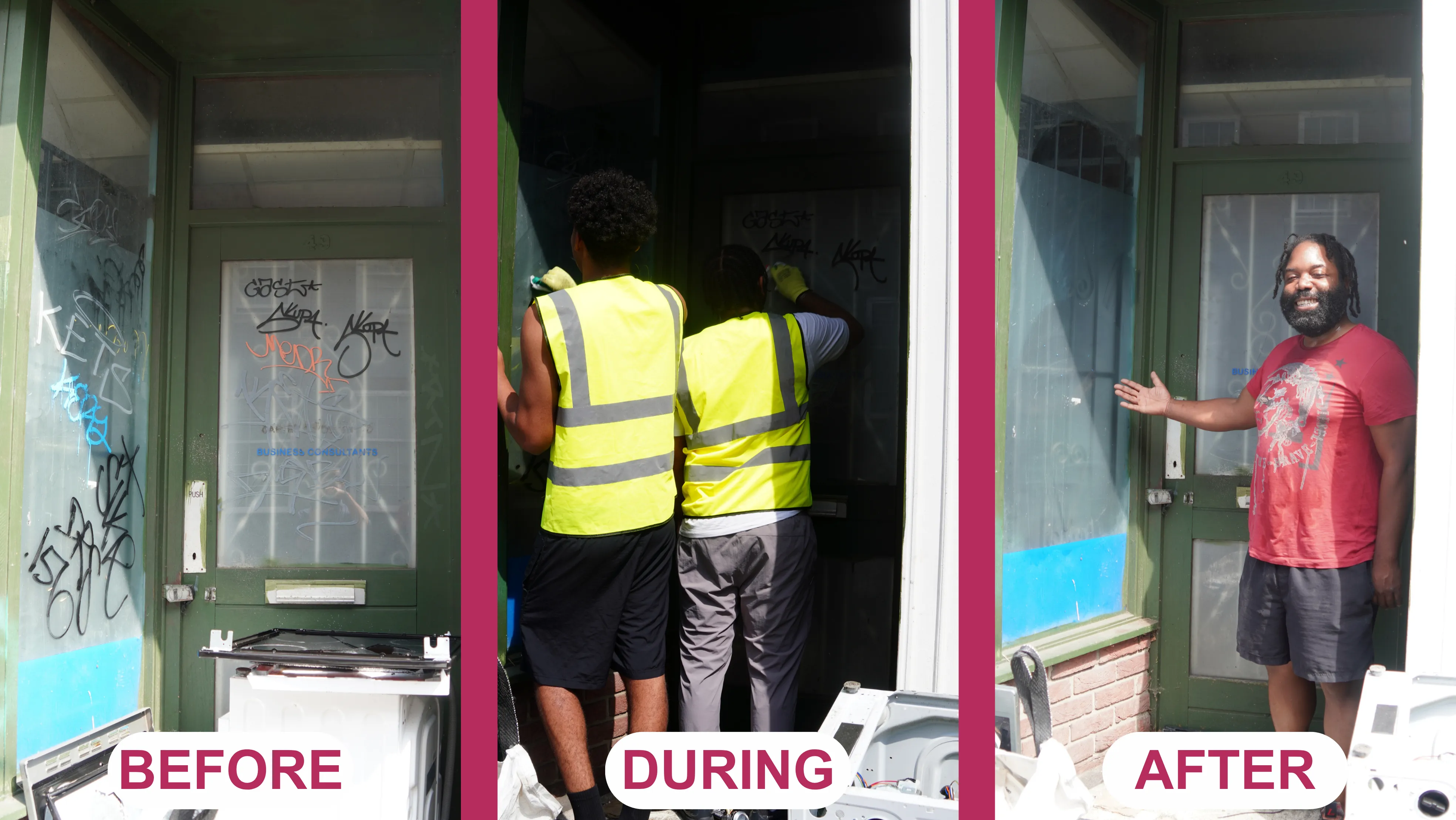 the before during and after of a recent clean up in Sneinton