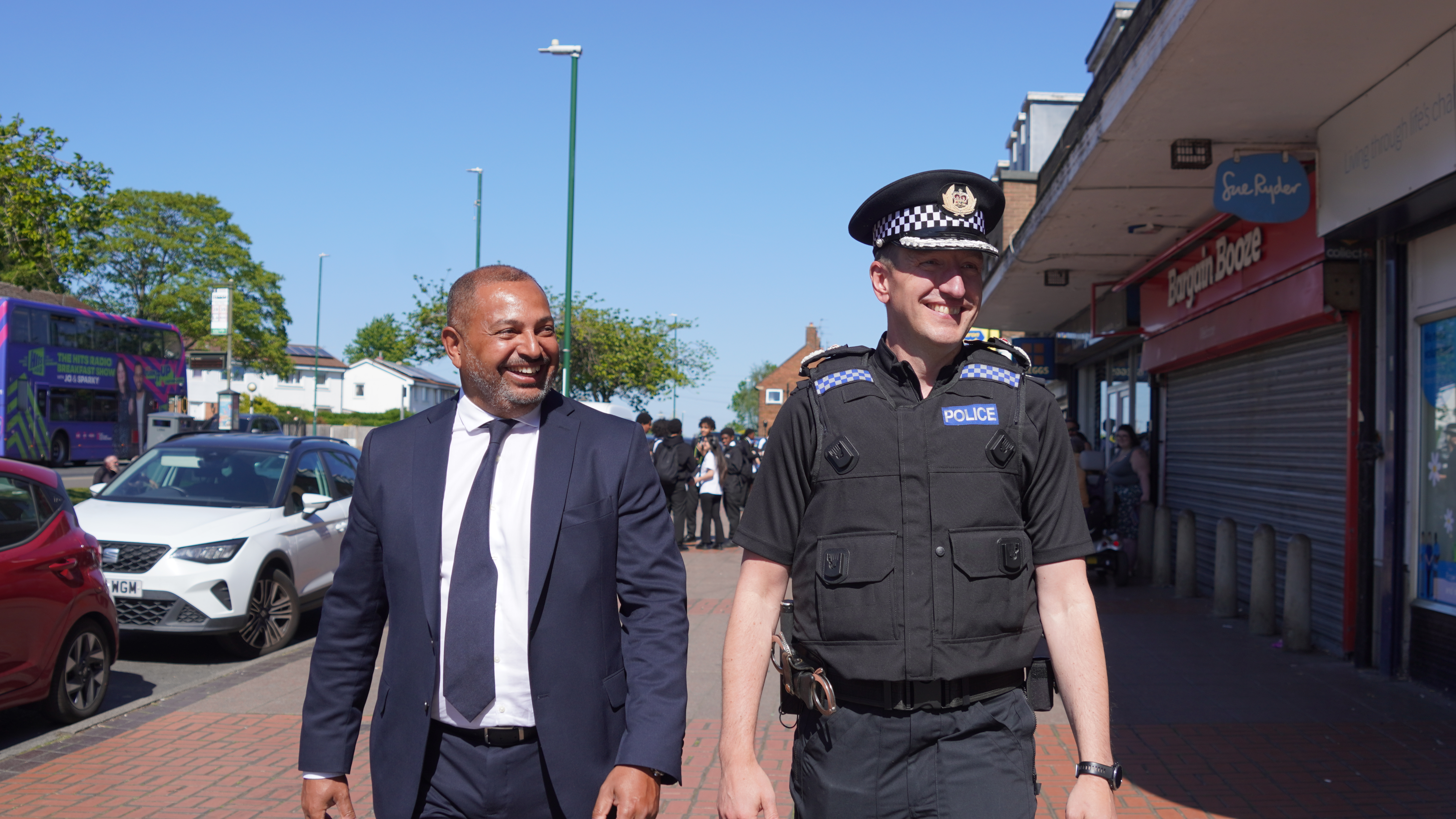PCC Gary Godden walking down the street with Chief Constable Steve Cooper