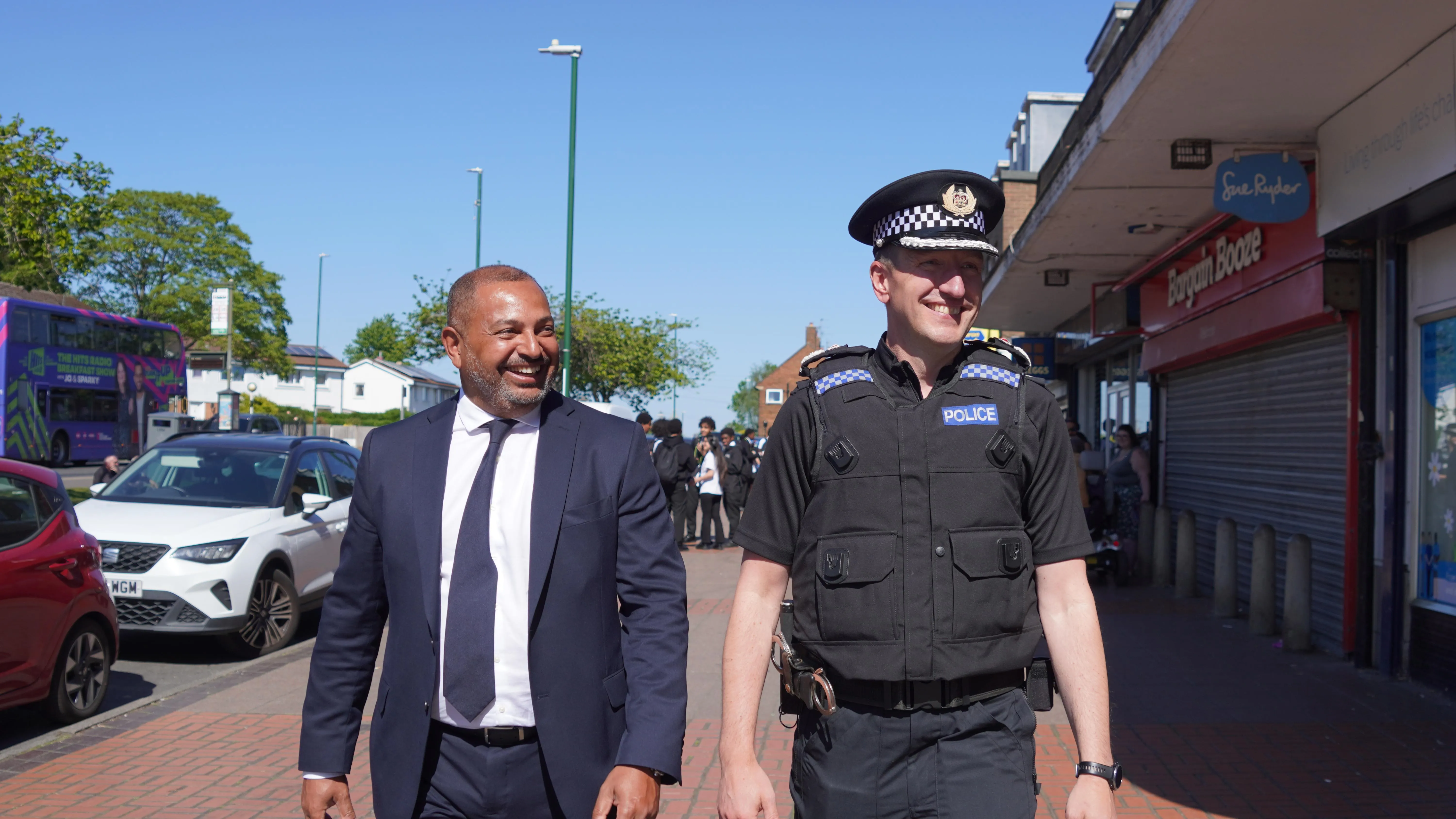 PCC Gary Godden walking down the street with Chief Constable Steve Cooper