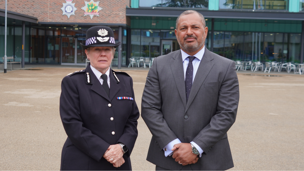 Chief Constable Kate Meynell and PCC Gary Godden. Chief Constable Kate Meynell and PCC Gary Godden.