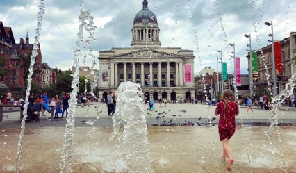 The Old Market Square in Nottingham City Centre