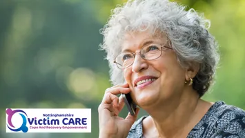Generic image of woman on phone to represent calls to Nottinghamshire Victim CARE.