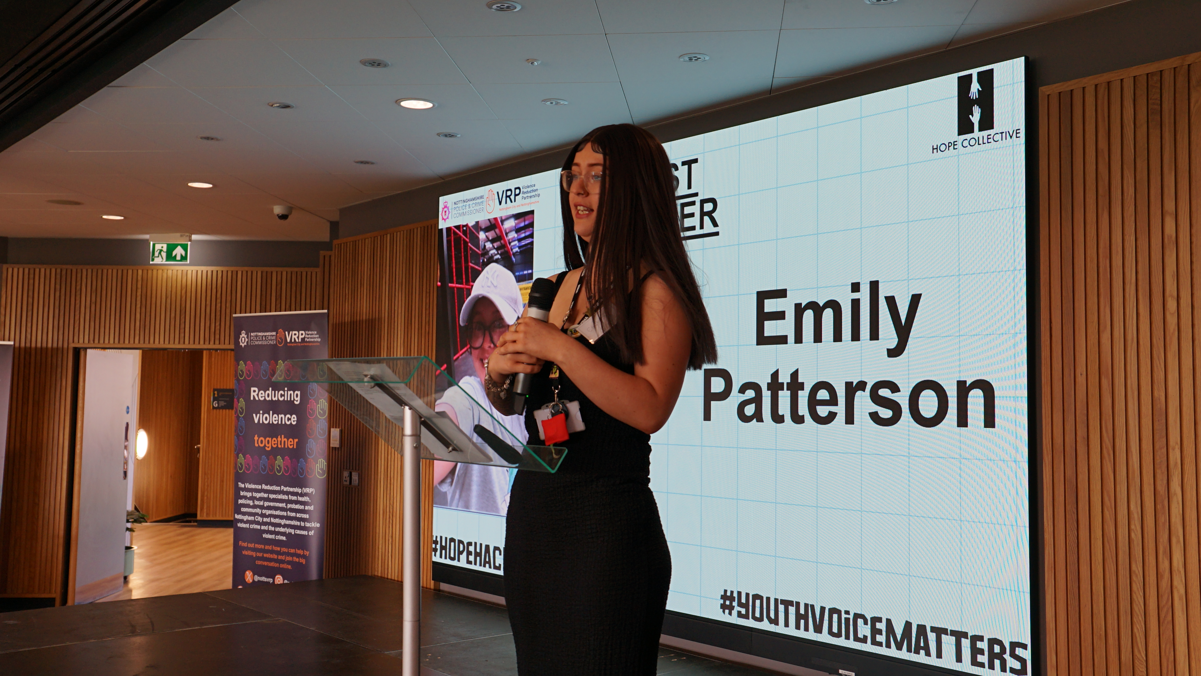Youth worker Emily Patterson delivers a presentation