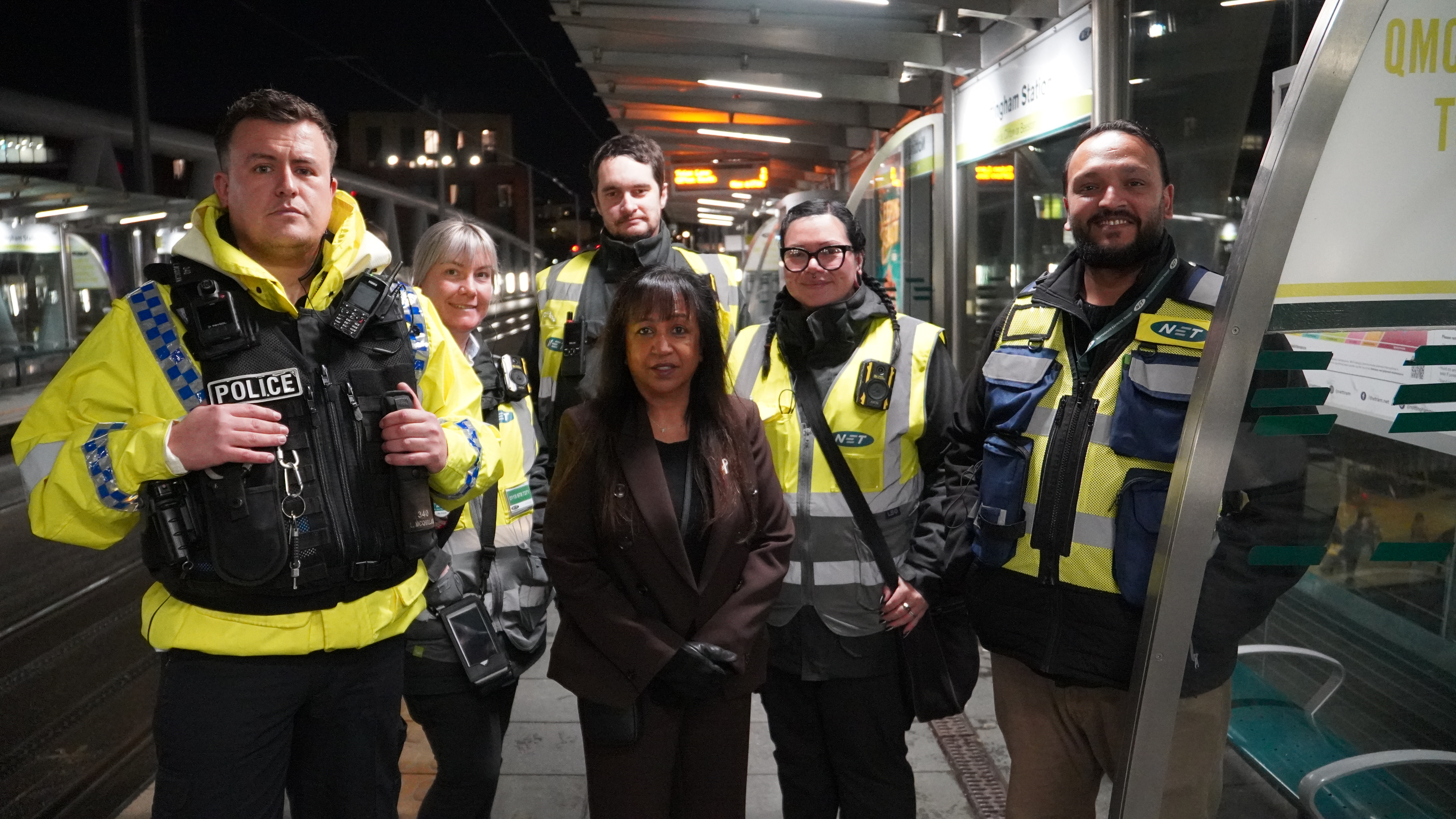 Deputy PCC Angela Kandola with officers ahead of the Operation Safenet patrols
