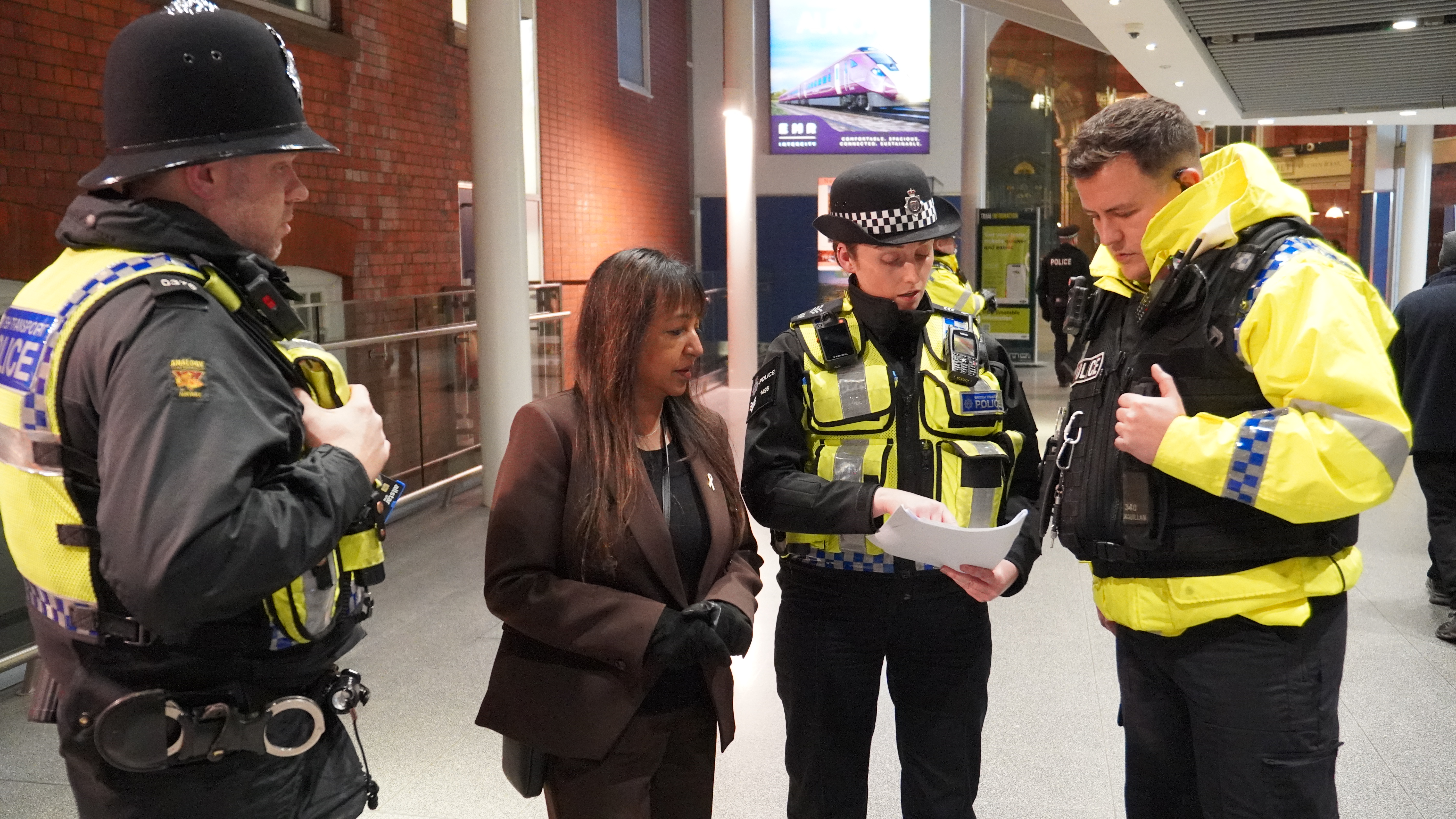 Deputy PCC Angela Kandola with officers ahead of the Operation Safenet patrols
