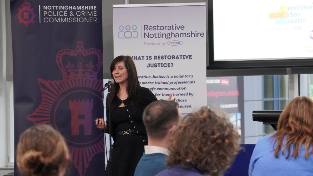 A presentation during the launch of Restorative Nottinghamshire. A presentation during the launch of Restorative Nottinghamshire.