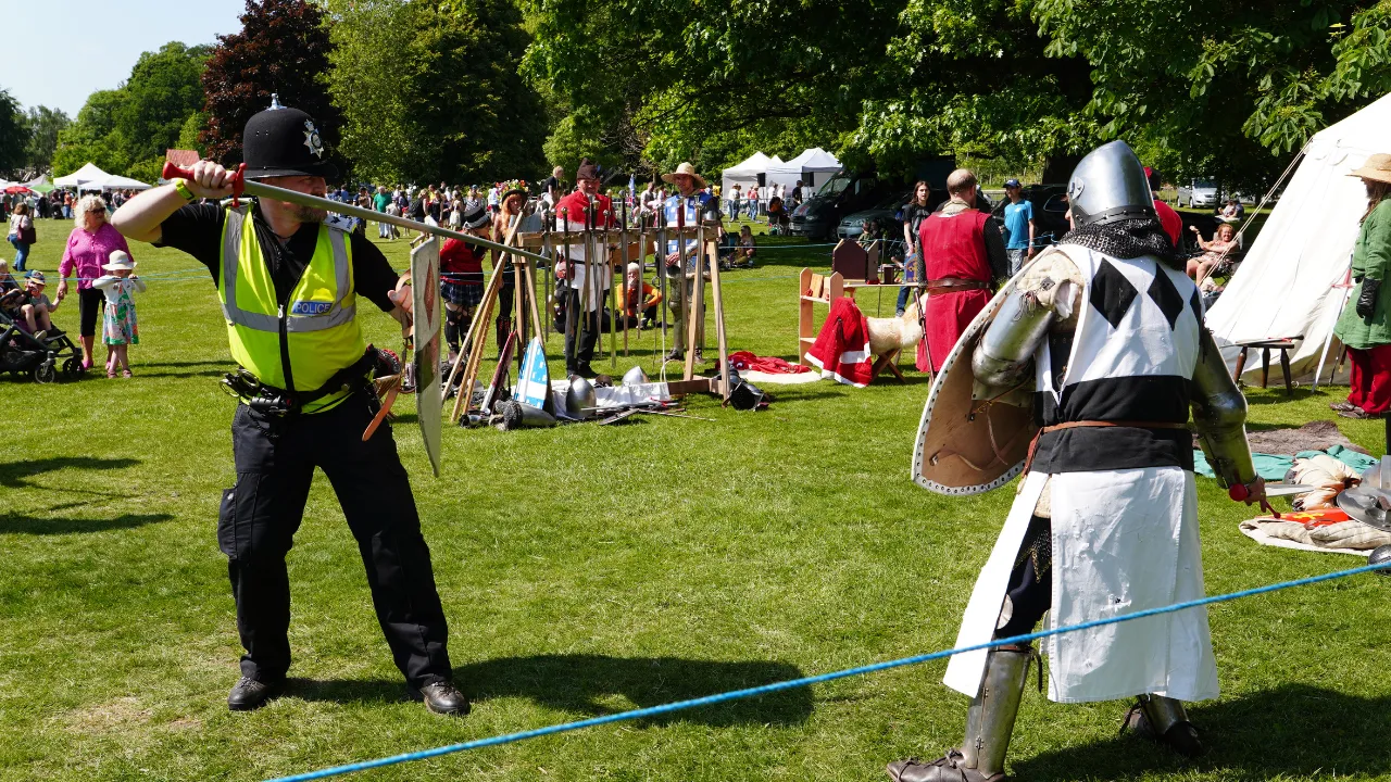 Police Officer and Knight at Hemlock Happening