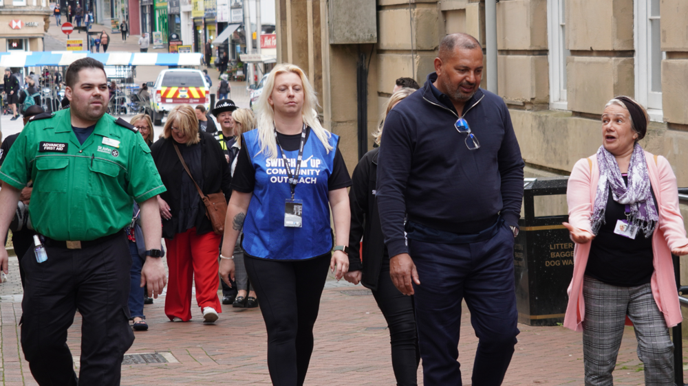 PCC Gary Godden meets community representatives on a walkabout in Mansfield. PCC Gary Godden meets community representatives on a walkabout in Mansfield.